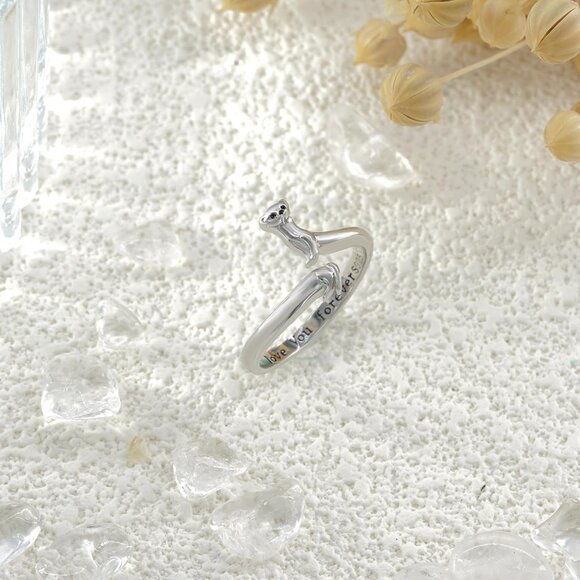 Animal Ring Sterling Silver Ferret Jewelry Gift for Women Ferret Lovers - Picture 2 of 6